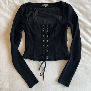 I.AM.GIA Portia Lace-up Black Long sleeve